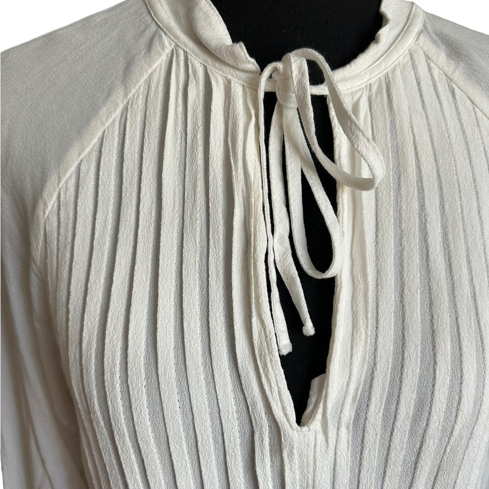 H&M White Long Sleeve Pleated Midi Dress Size 6 - Picture 8 of 17